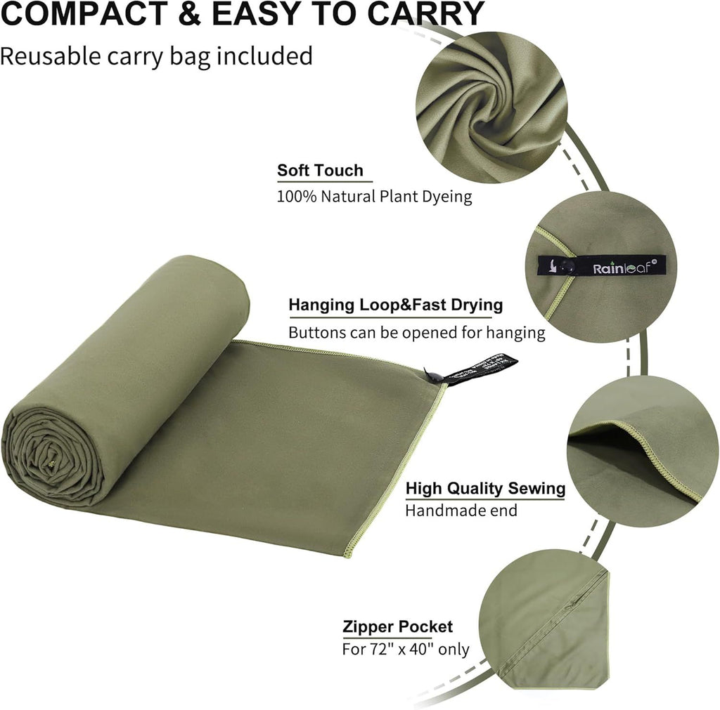 Microfiber Towel Perfect Travel & Gym & Camping Towel. Quick Dry - Super Absorbent - Ultra Compact - Lightweight. Suitable for Trip, Beach, Shower, Backpacking, Pool