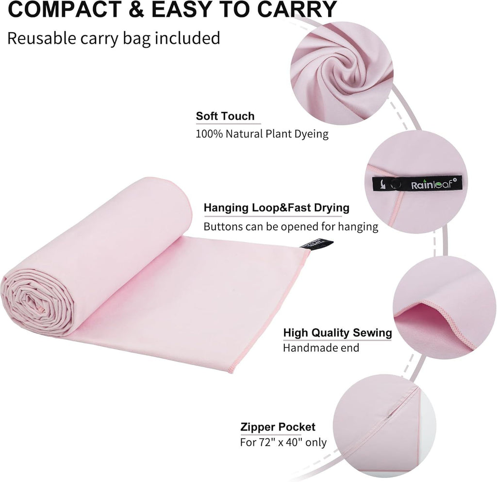 Microfiber Towel Perfect Travel & Gym & Camping Towel. Quick Dry - Super Absorbent - Ultra Compact - Lightweight. Suitable for Trip, Beach, Shower, Backpacking, Pool