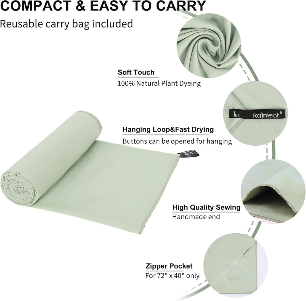 Microfiber Towel Perfect Travel & Gym & Camping Towel. Quick Dry - Super Absorbent - Ultra Compact - Lightweight. Suitable for Trip, Beach, Shower, Backpacking, Pool
