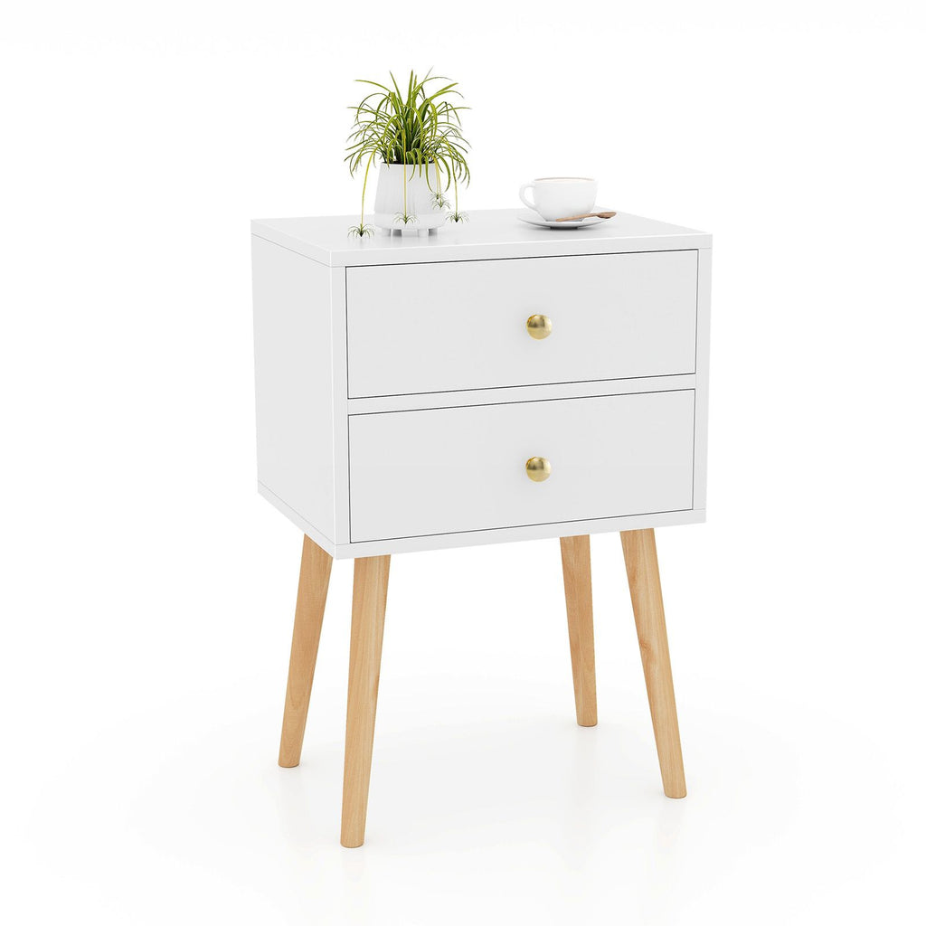 Midcentury Modern Bedside Table with 2 Drawers