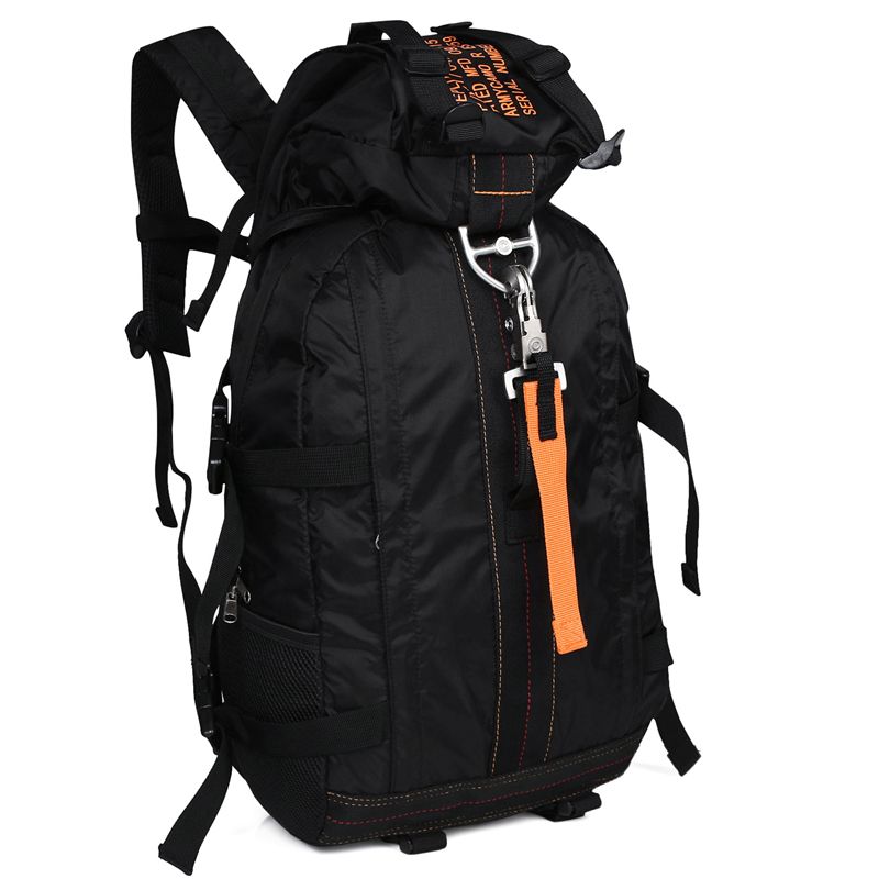 Military Parachute Backpack, Water-Resistant Nylon Rucksack with Metal Hook, MOLLE Webbing and Bottle Pockets for Hiking, Travel and Daily Carry