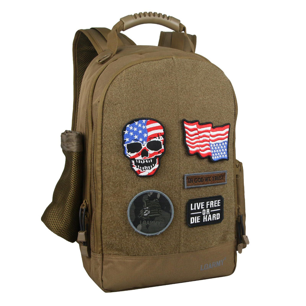 Military Tactical Backpack Work Bag with Five Patches Including 1 US Flags for Outdoor