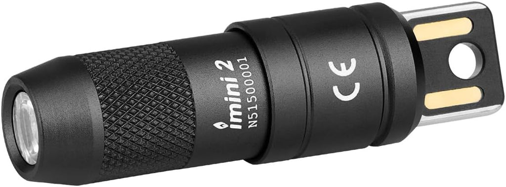 MINI 2 EDC Rechargeable Keychain Flashlight, 50 Lumens Compact and Portable Mini LED Keyring Lights with Built-in Battery Ideal for Everyday Carry and Emergencies (Black)