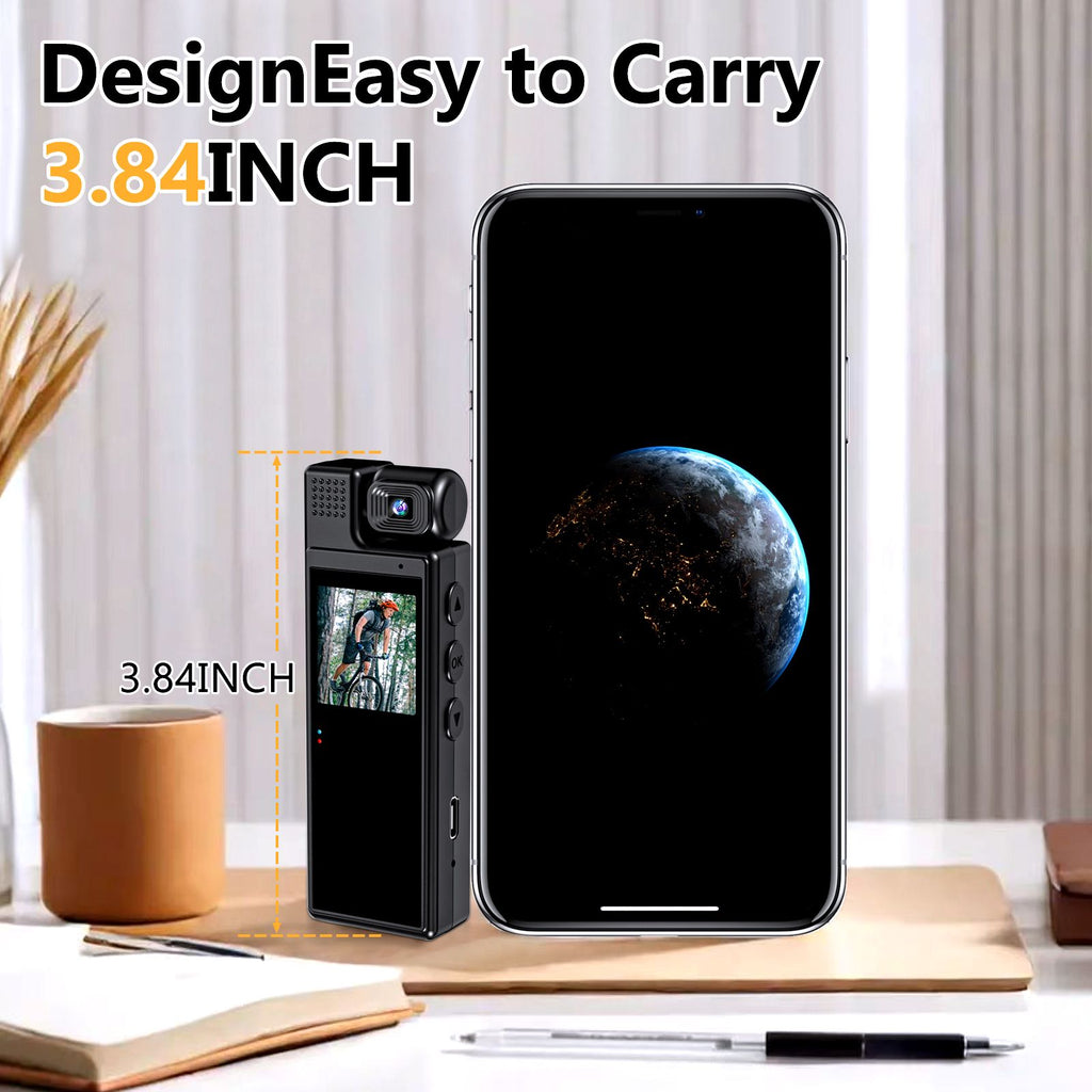 Mini Body Camera for Sports, Audio Video Recording, Night Vision, 180° Adjustable Lens, Motion Detection, WiFi Enabled