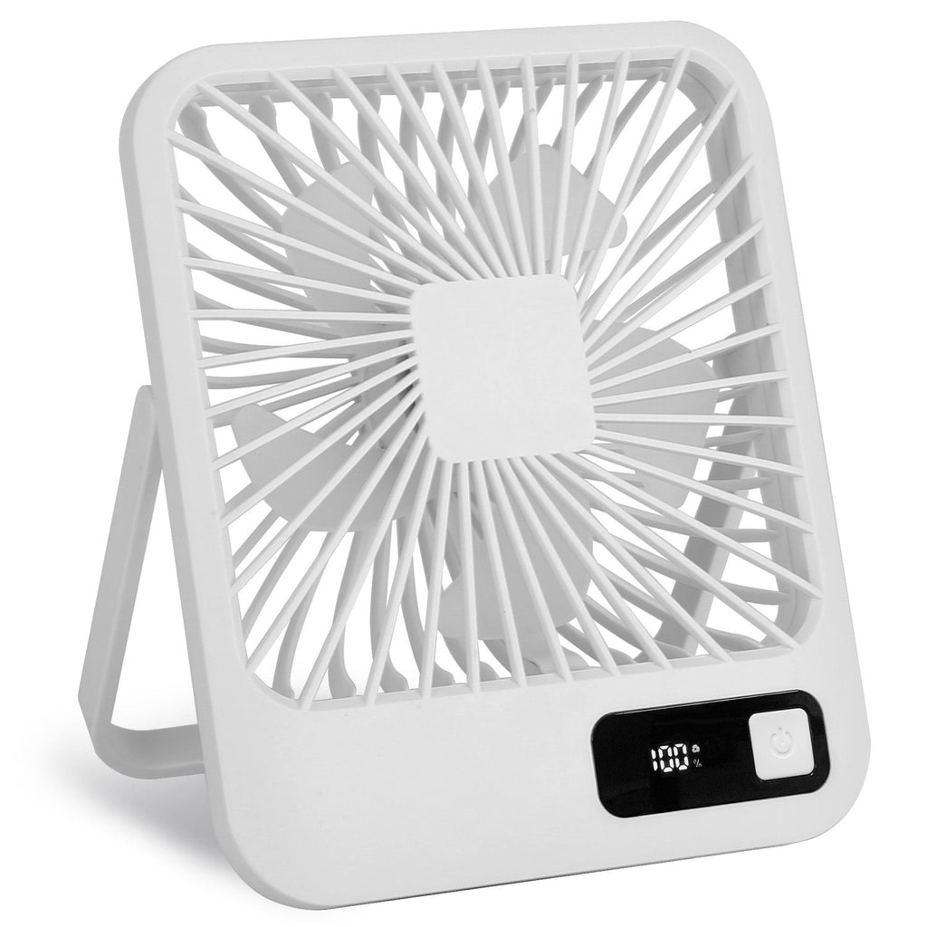 Mini Desktop Cooling Fan Rechargeable Battery Powered Personal Fan Speed Adjustment Strong Airflow Quiet Travel Fan with LCD Display for Home Office Travel