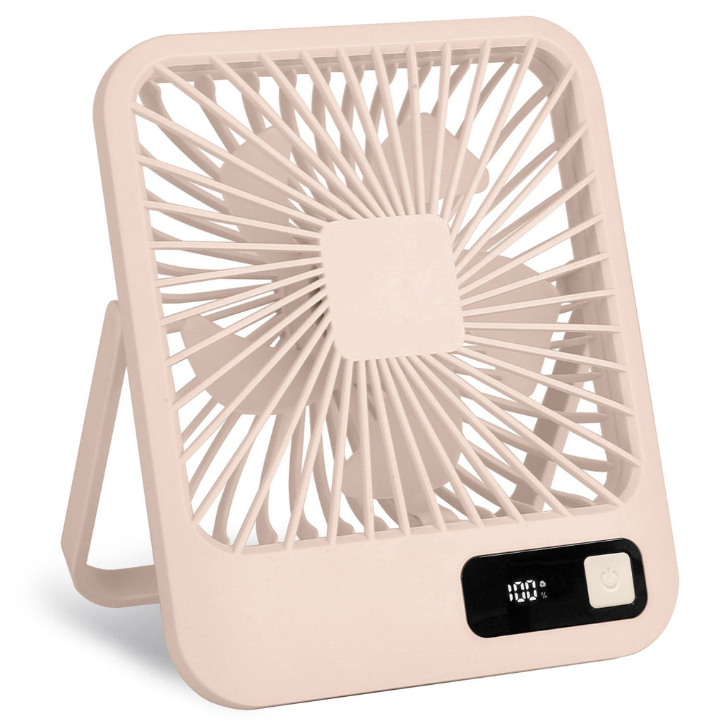 Mini Desktop Cooling Fan Rechargeable Battery Powered Personal Fan Speed Adjustment Strong Airflow Quiet Travel Fan with LCD Display for Home Office Travel