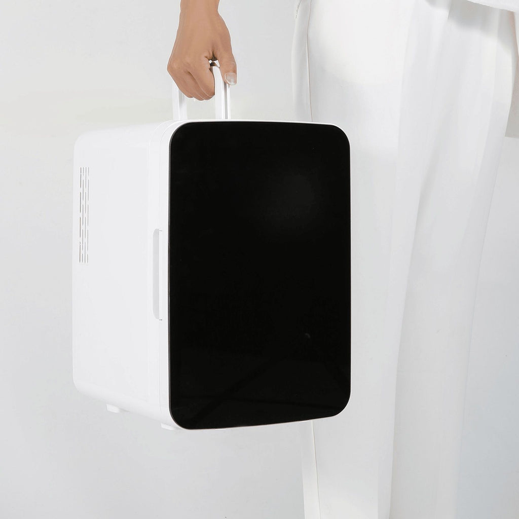 Mini Fridge For Bedroom, 10 Liter 12 Can Portable Fridges, Luxury Small Beverage Refrigerator For Skincare Food Breast Milk Chill, AC DC Cooler Warmer For Office Dorm Car, Black