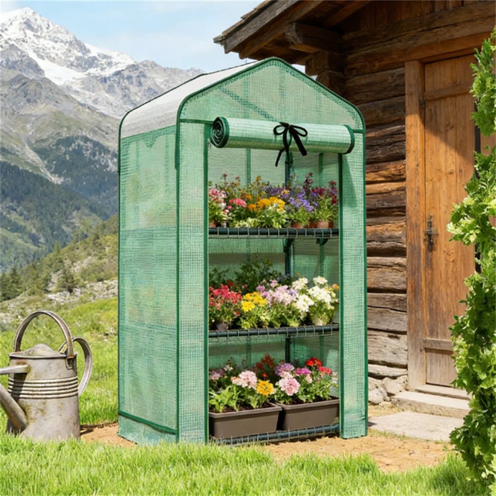 Mini greenhouse, plant rack, green