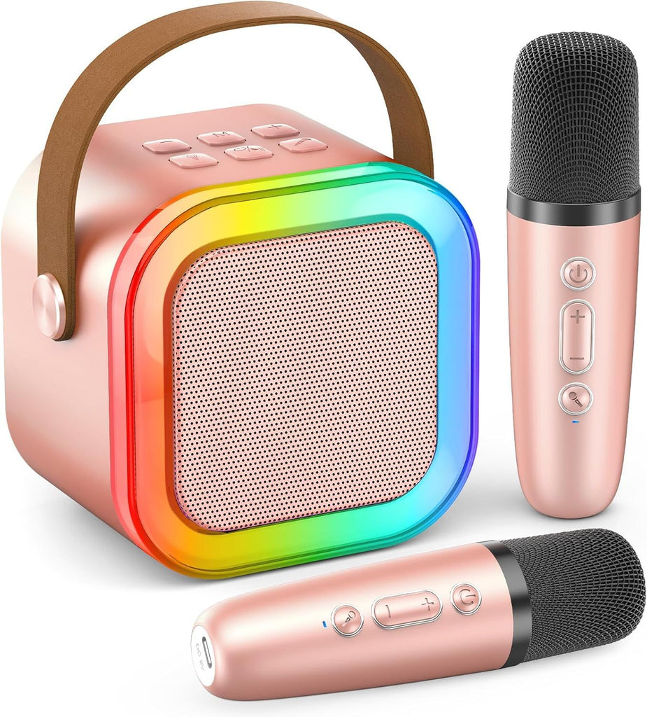 Mini Karaoke Machine for Kids Adults, 2026 TOP Birthday Gifts for Girls Boys 3,4,5,6,7,8+Year Old Toddler Toys, Portable Bluetooth Speaker with 2 Wireless Karaoke Microphones Player