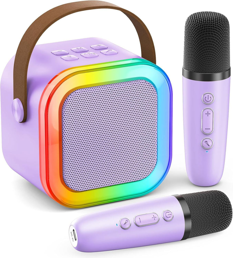 Mini Karaoke Machine for Kids Adults, 2026 TOP Birthday Gifts for Girls Boys 3,4,5,6,7,8+Year Old Toddler Toys, Portable Bluetooth Speaker with 2 Wireless Karaoke Microphones Player