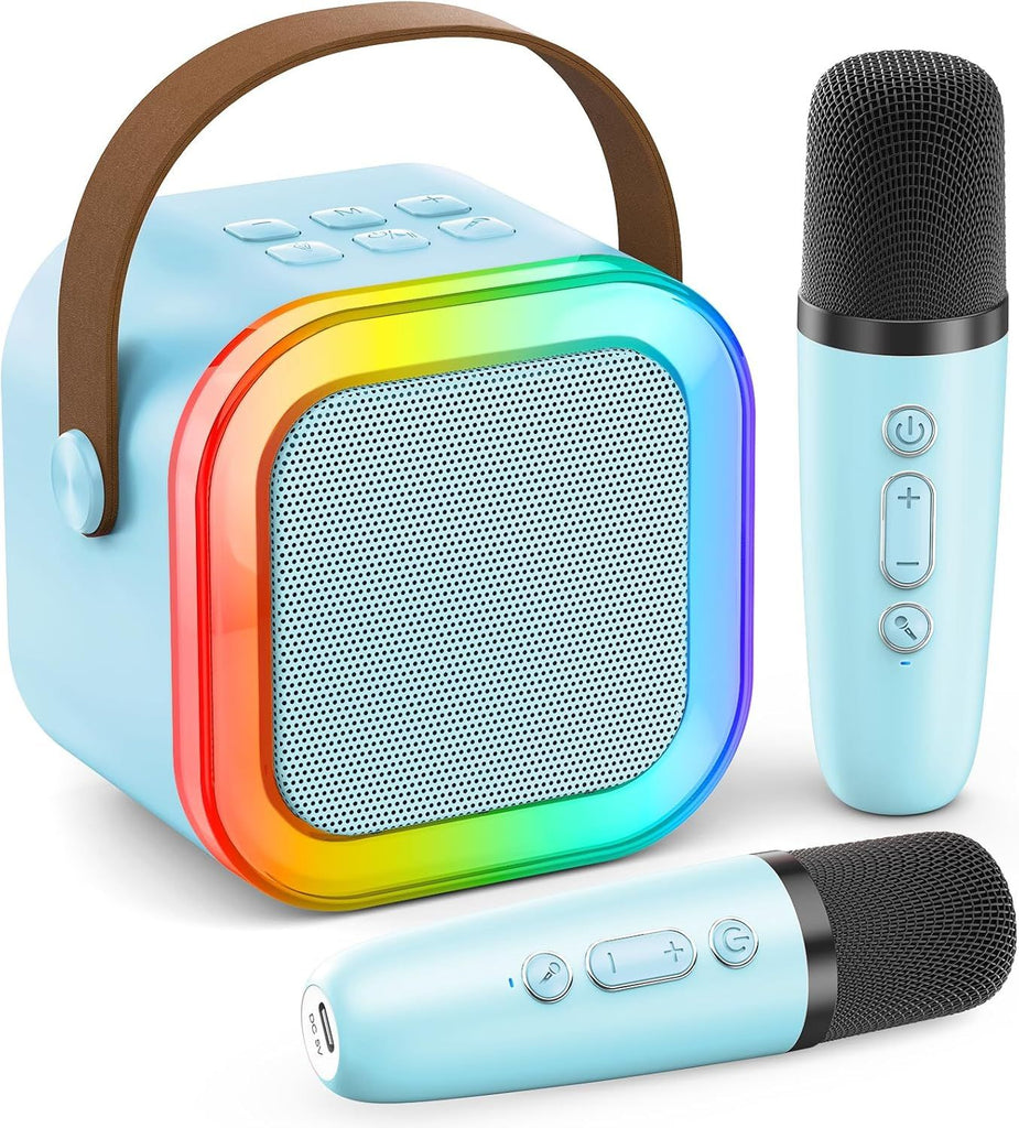 Mini Karaoke Machine for Kids Adults, 2026 TOP Birthday Gifts for Girls Boys 3,4,5,6,7,8+Year Old Toddler Toys, Portable Bluetooth Speaker with 2 Wireless Karaoke Microphones Player