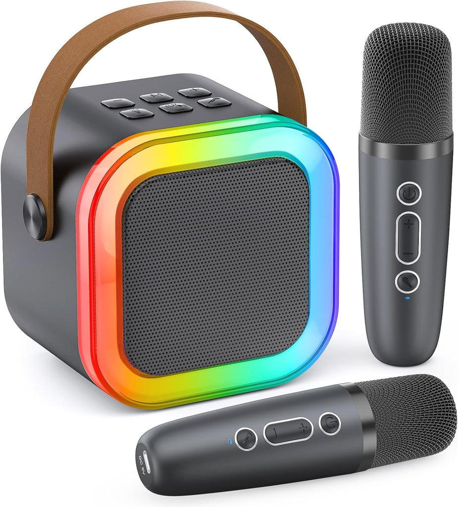 Mini Karaoke Machine for Kids Adults, 2026 TOP Birthday Gifts for Girls Boys 3,4,5,6,7,8+Year Old Toddler Toys, Portable Bluetooth Speaker with 2 Wireless Karaoke Microphones Player