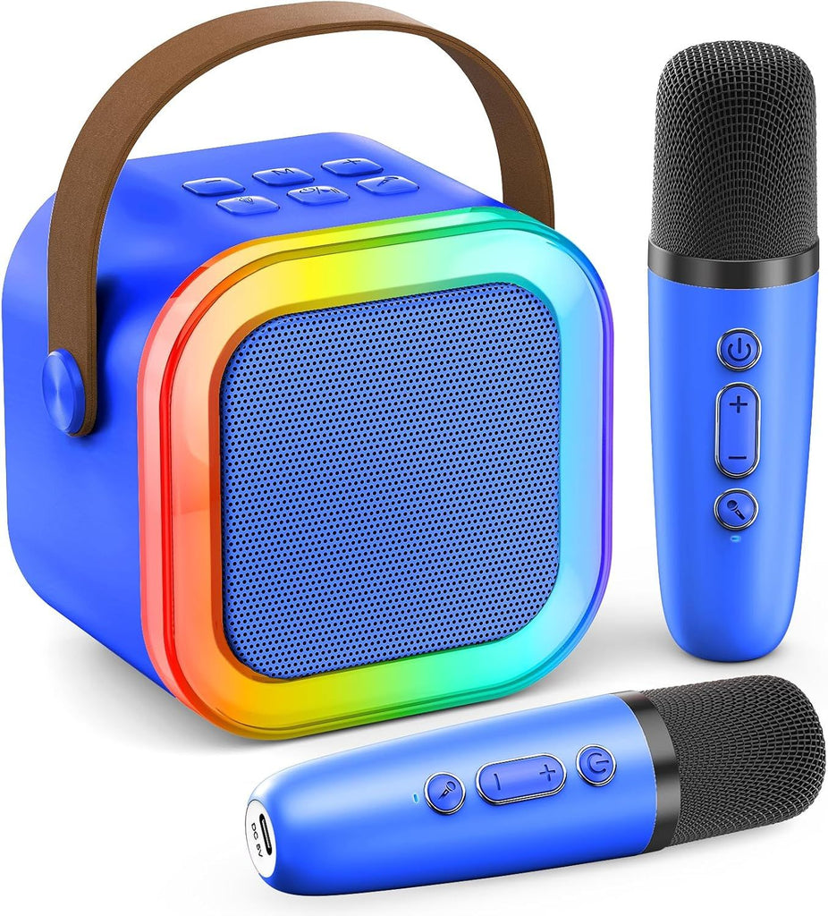 Mini Karaoke Machine for Kids Adults, 2026 TOP Birthday Gifts for Girls Boys 3,4,5,6,7,8+Year Old Toddler Toys, Portable Bluetooth Speaker with 2 Wireless Karaoke Microphones Player