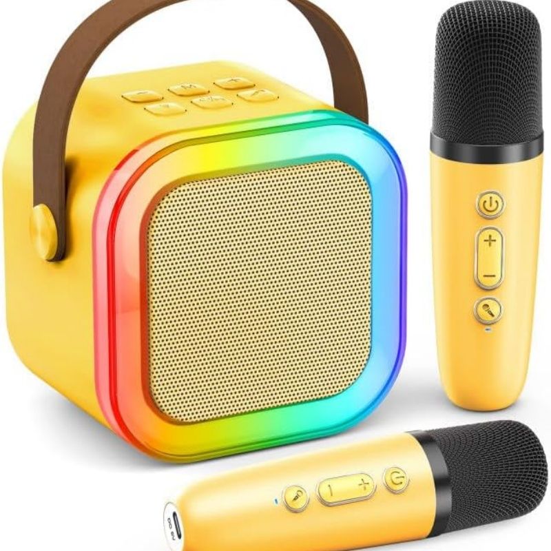 Mini Karaoke Machine for Kids Adults, 2026 TOP Birthday Gifts for Girls Boys 3,4,5,6,7,8+Year Old Toddler Toys, Portable Bluetooth Speaker with 2 Wireless Karaoke Microphones Player