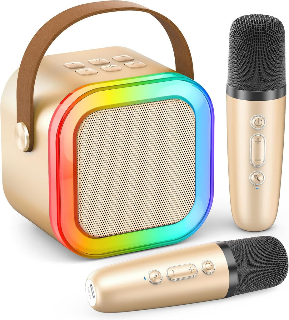 Mini Karaoke Machine for Kids Adults, 2026 TOP Birthday Gifts for Girls Boys 3,4,5,6,7,8+Year Old Toddler Toys, Portable Bluetooth Speaker with 2 Wireless Karaoke Microphones Player