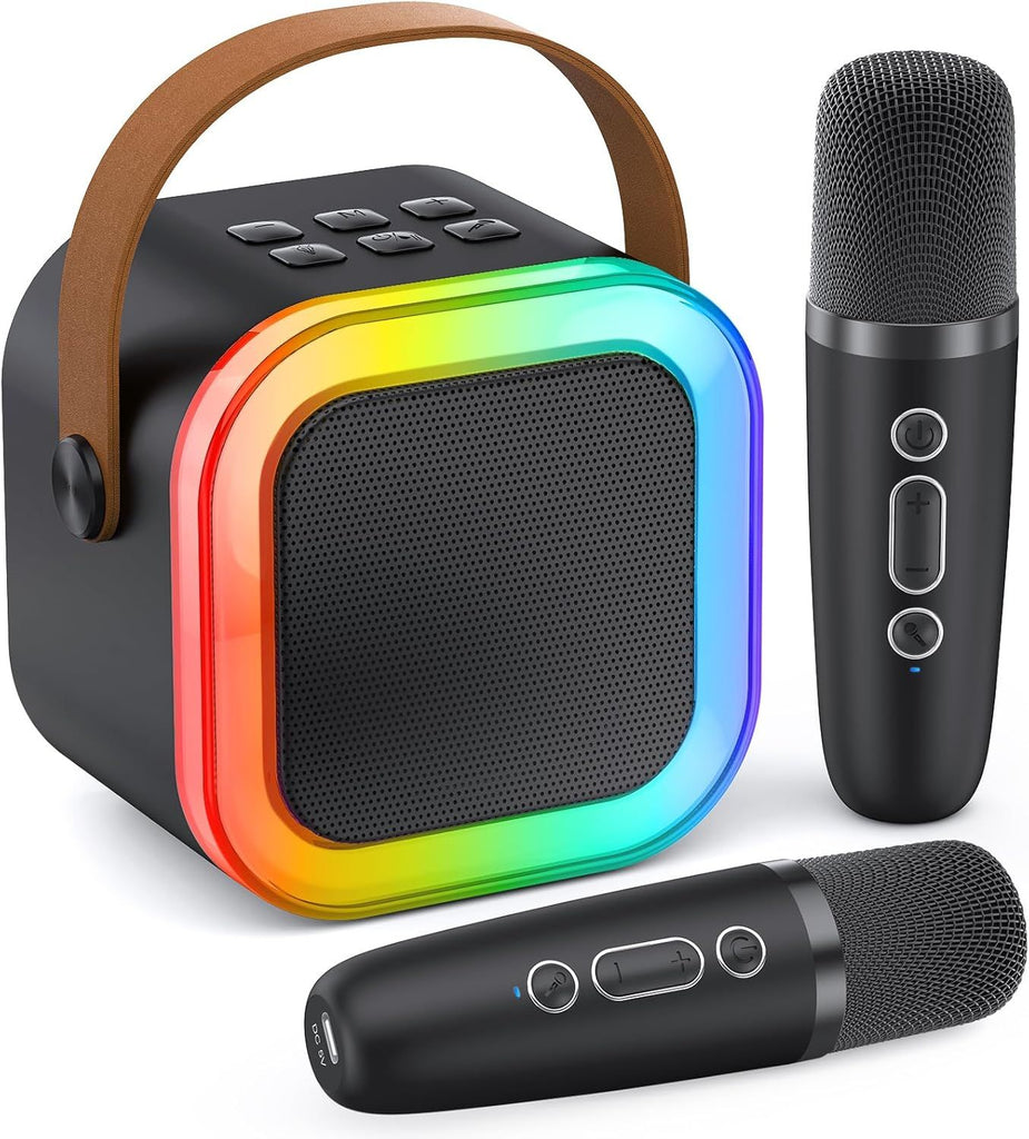 Mini Karaoke Machine for Kids Adults, 2026 TOP Birthday Gifts for Girls Boys 3,4,5,6,7,8+Year Old Toddler Toys, Portable Bluetooth Speaker with 2 Wireless Karaoke Microphones Player