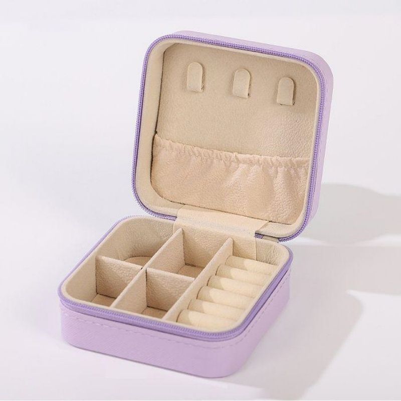 Mini Travel Jewelry Box, Portable PU Leather Zipper Jewellery Organizer Case for Rings Earrings Necklaces