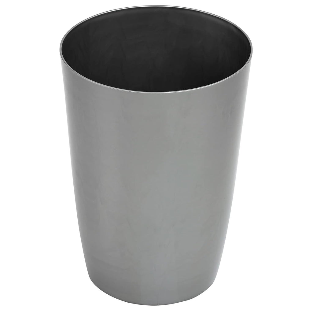 Mini Waste Basket - Durable Small Plastic Garbage Trash Can Bin - Lidless Open-Top, Slim Profile for Compact Spaces - Suitable for Home, Bathroom, Office, Bedroom, Kitchen and More, Silver Brushed