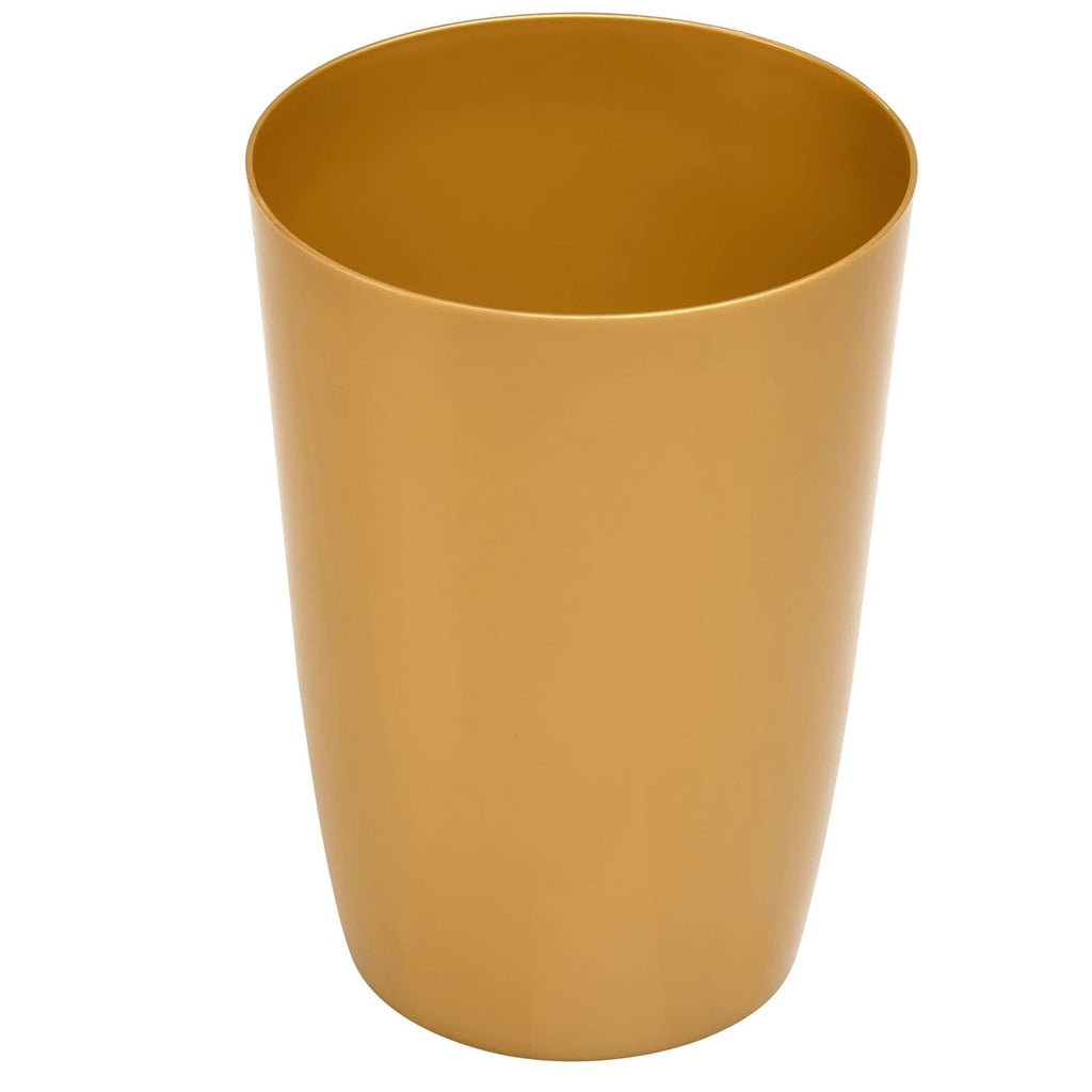 Mini Waste Basket - Durable Small Plastic Garbage Trash Can Bin - Lidless Open-Top, Slim Profile for Compact Spaces - Suitable for Home, Bathroom, Office, Bedroom, Kitchen and More, Soft Brass
