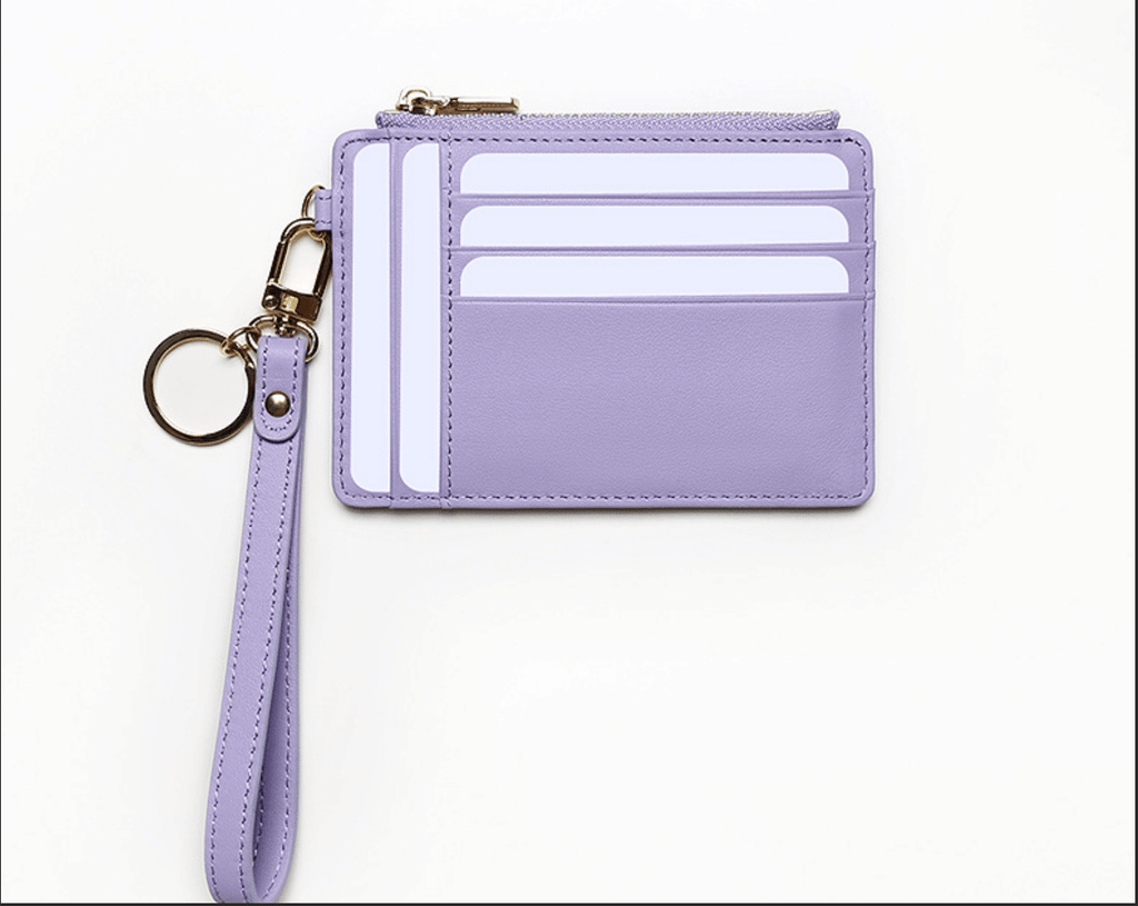 Minimalist Thin Mini Wallet, Soft Faux Leather Credit Card Holder with Wrist Lanyard & Key Ring, Portable Coin Purse for Daily Commute Shopping