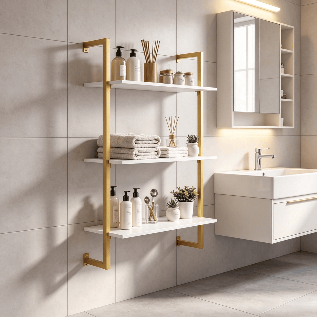Modern 3-Tier Floating Shelf for Kitchen Living Room Home Office Bathroom - Wall Mounted Storage Organizer Rack