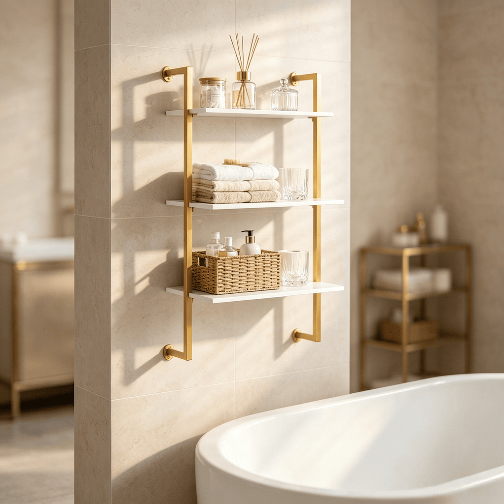 Modern 3-Tier Wall Mounted Shelves Wooden Floating Shelf Unit Metal Ladder Bookcase Organizing Display Storage Rack for Home