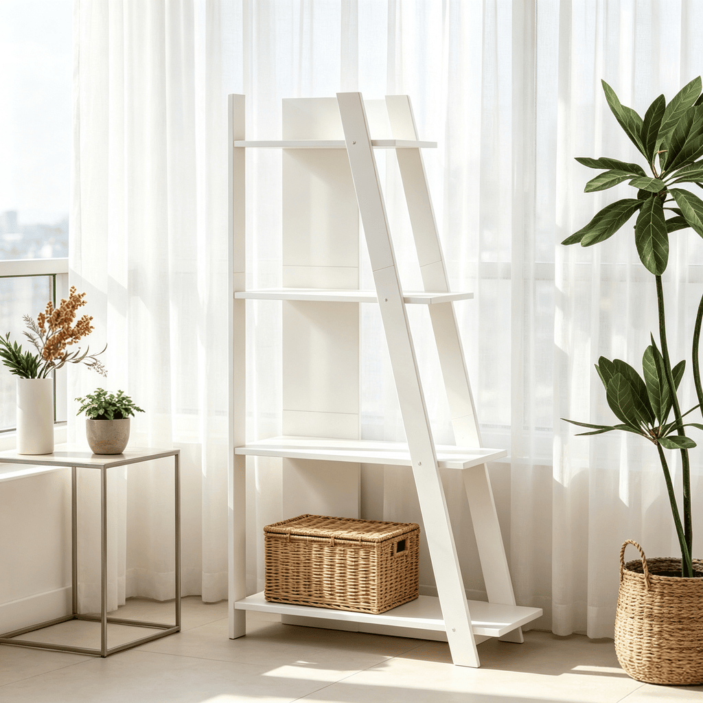 Modern 4-Tier Wooden Bookshelf Vertical Display Compact Bookcase for Small Spaces Home Office Decor