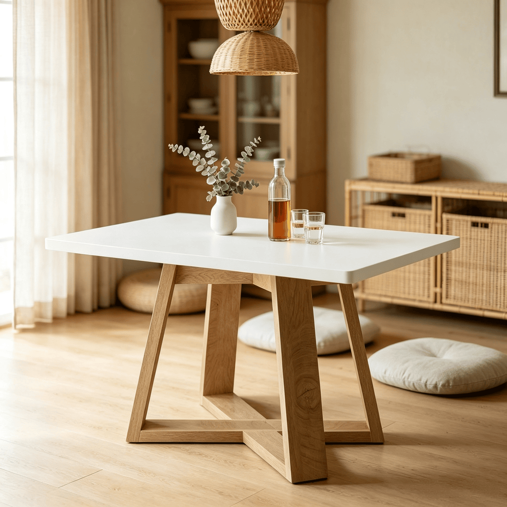Modern 47" Rectangular Dining Table for Kitchen Dinner for 4 People - Compact Space Saving Home Furniture