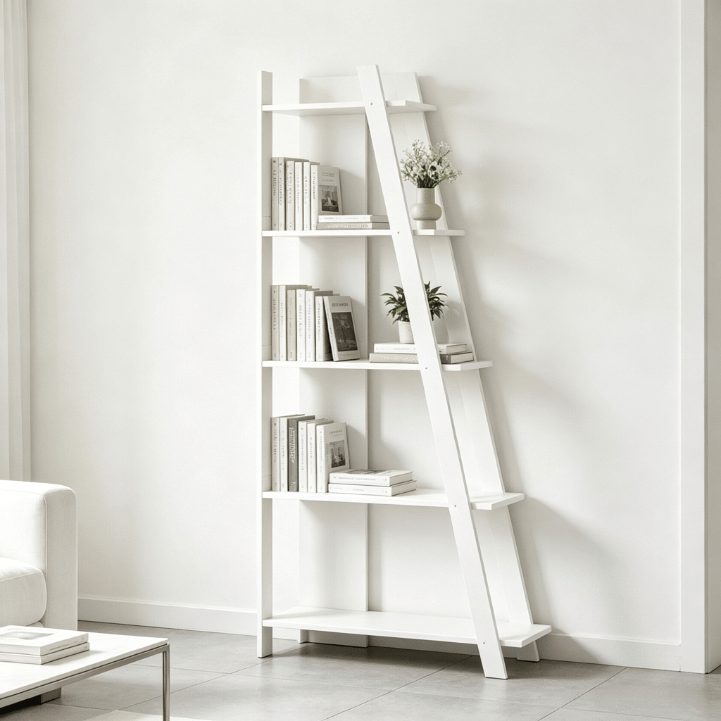 Modern 5-Tier Bookshelf Narrow Vertical Display Shelf for Small Space Saving Design with Open Shelves