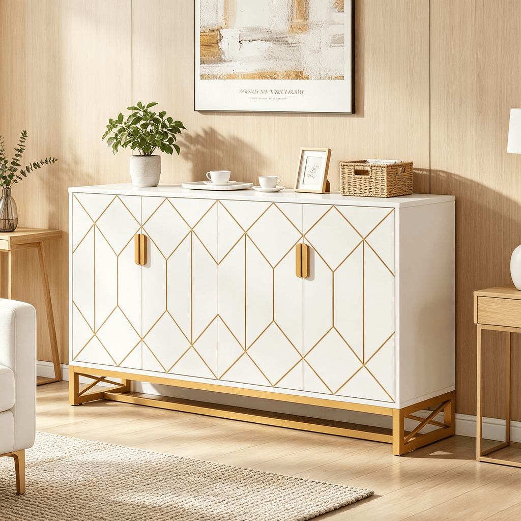 Modern 59 Inch Sideboard Buffet Kitchen Storage Cabinet with Doors for Home Organization
