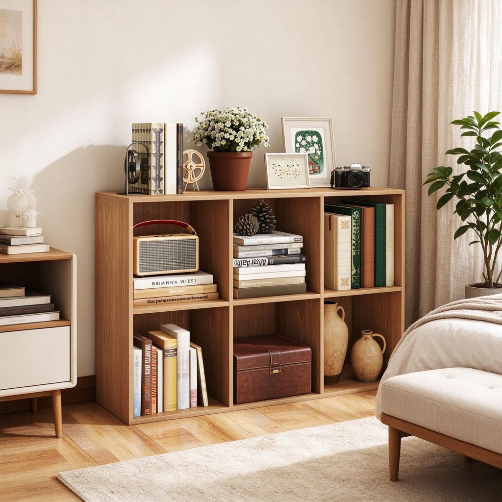 Modern 6-Cube Bookcase for Bedroom Living Room with Anti-Tipping Kits