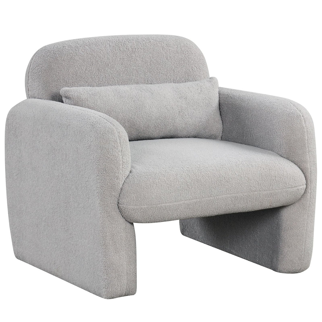Modern Accent Chair with Waist Pillow and Armrests for Living Room Bedroom