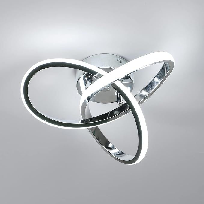 Modern Ceiling Light, 6500K Cool White Led Ceiling Light Fixture, Metal Curved Design Ceiling Lamp for Bedroom Hallway Bathroom Entryway Balcony Stair