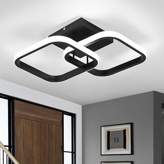 Modern Ceiling Light Fixtures Flush Mount Ceiling Lamp for Bedroom Kitchen Loft Aisle Hallway Balcony Stair Entryway Square,22W Cool White 110V (Black)