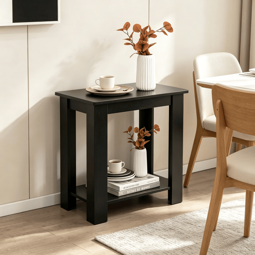 Modern Compact 2-Tier End Table with Storage Shelf - Side Table for Living Room Bedroom