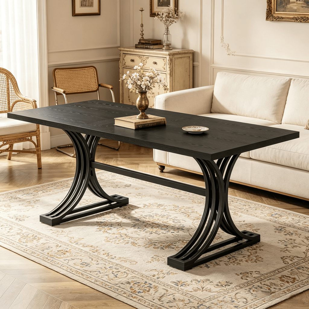Modern Executive Computer Desk 63'' Faux Marble Surface Office Furniture for Home Workspaces