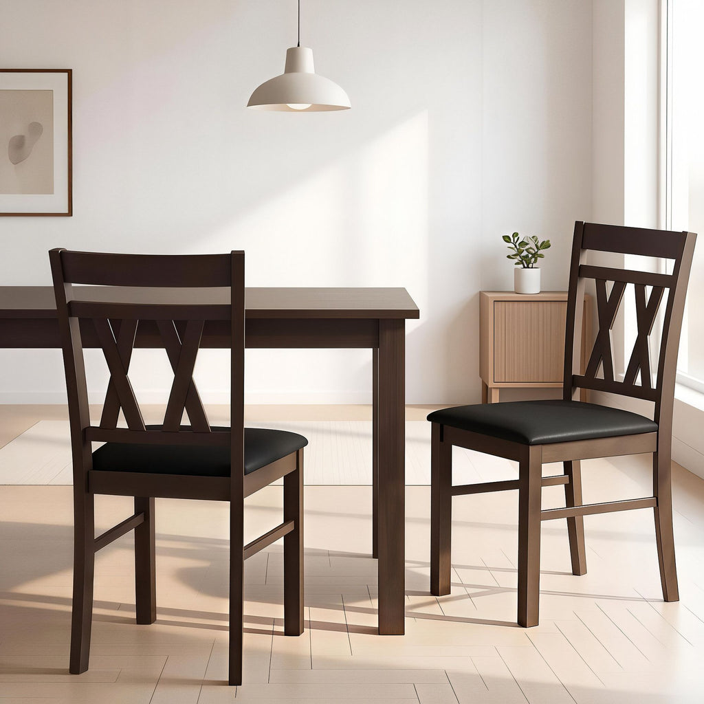 Modern Linen Style Upholstered Kitchen Chairs Set of 2 - Comfortable Dining Room Seating