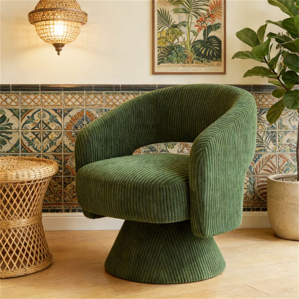 Modern living room chair, dining chair, swivel accent chair, green