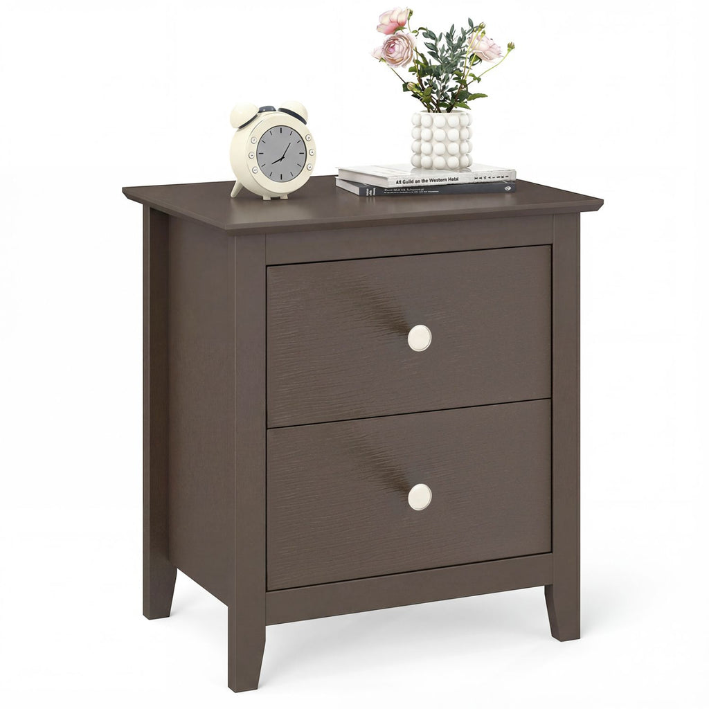Modern Nightstand with 2 Drawers for Small Spaces