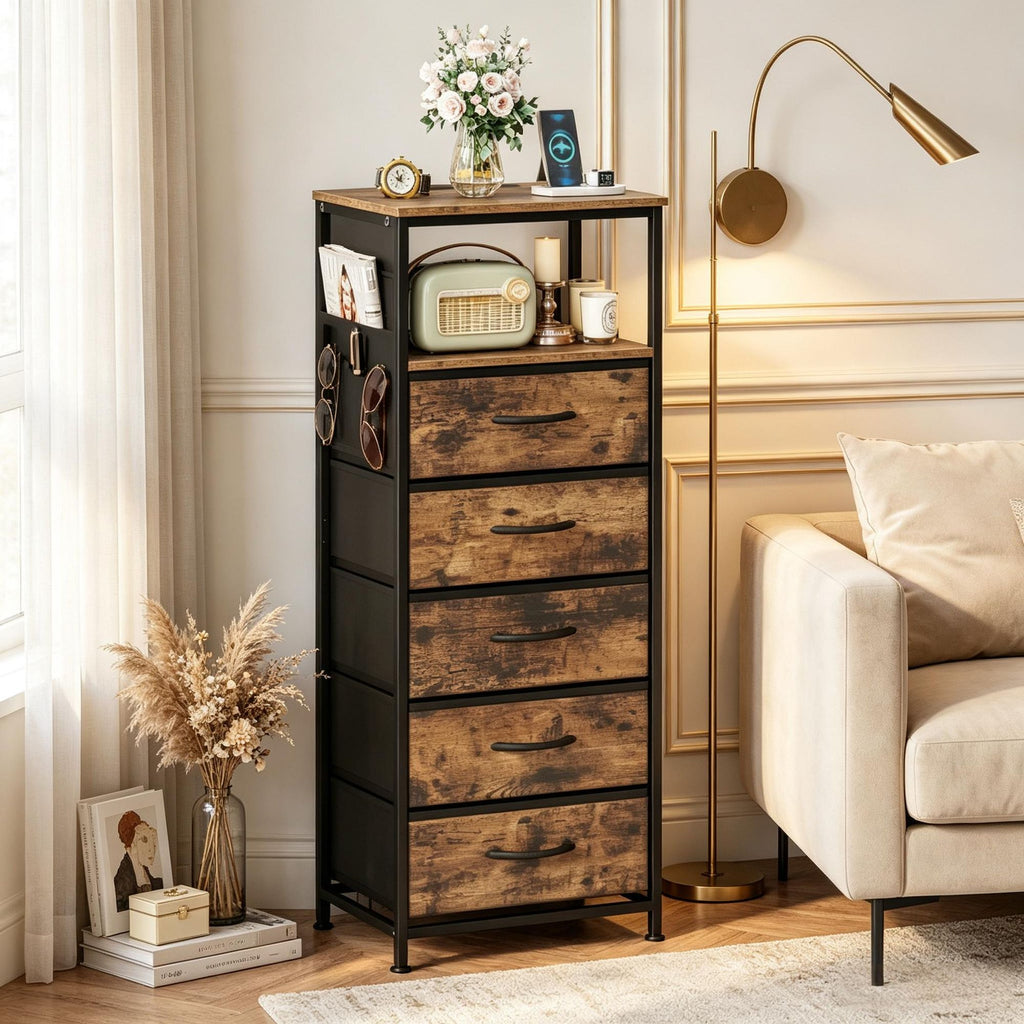 Modern Nightstand with Integrated Charging Station Bedside Table 39" for Bedroom Furniture And Storage