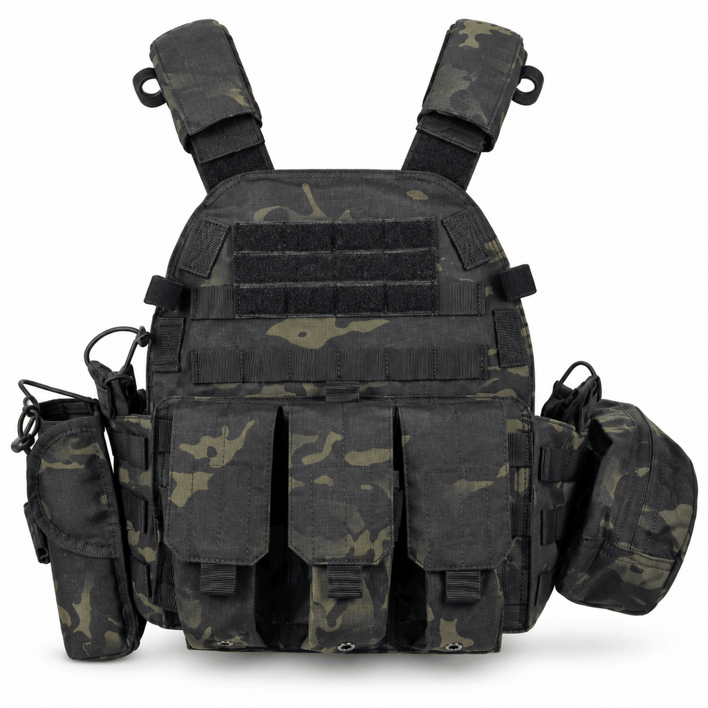Modular Tactical Vest for Men, Adjustable Outdoor Training Chest Rig with MOLLE Webbing and Multi-Pouch Storage