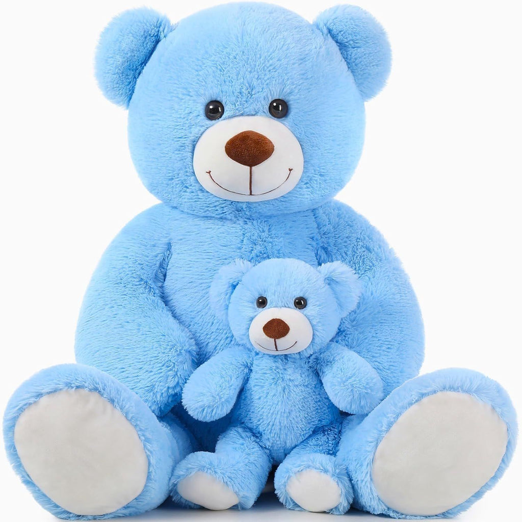 Mom and Baby Giant Teddy Bear, 39inch Soft Big Teddy Bears Stuffed Animal Plush for Baby Shower, Birthday, Blue