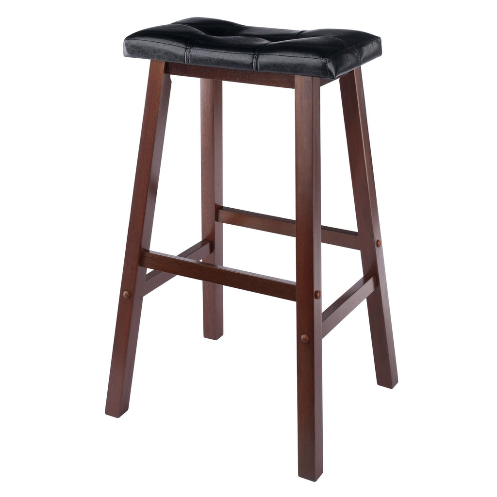 Mona 29" Cushion Saddle Seat Stool; Black; Faux Leather; RTA