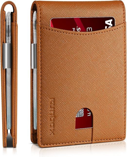 Money Clip Slim Wallets for Men RFID Blocking 11 Card Holder Minimalist Small Leather Bifold Men's Front Pocket Wallet Gift Box