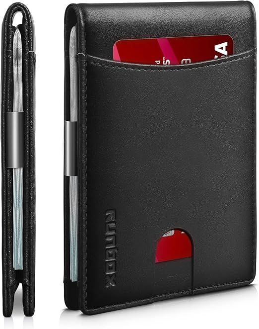 Money Clip Slim Wallets for Men RFID Blocking 11 Card Holder Minimalist Small Leather Bifold Men's Front Pocket Wallet Gift Box