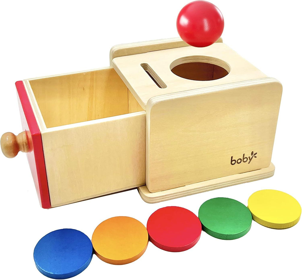 Montessori Toys Coin & Ball 2-in-1 Drop Box Object Permanence Box for Infant Baby Preschooler