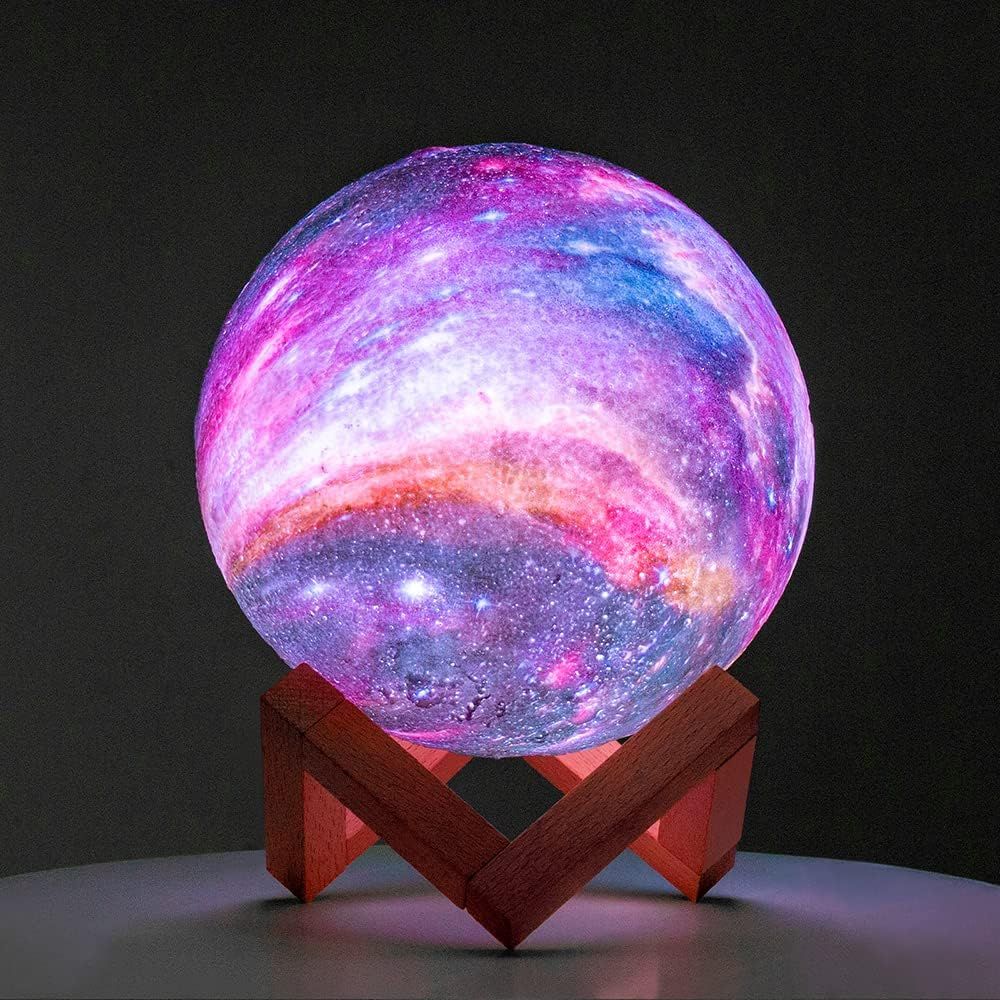 Moon Lamp Galaxy Lamp 5.9 inch 16 Colors LED 3D Moon Light, Remote & Touch Control Moon Night Light Gifts for Girls Boys Kids Women Birthday Wooden Base