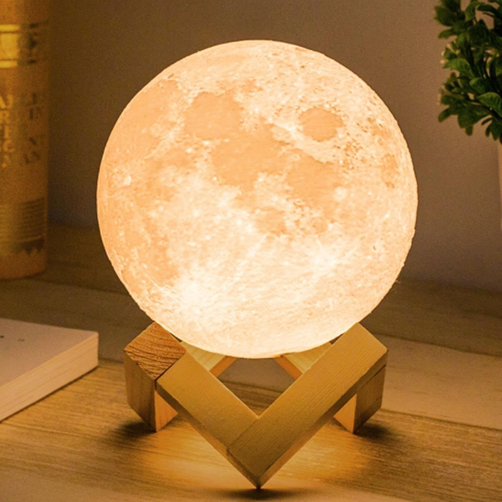 Moon Lamp Humidifier, 2 in 1 Moon Night Light & Humidifiers with USB Recharge, 3D LED Moon Light with Stand, Aromatherapy Diffuser for Kids Friend Lover Birthday Gift Bedroom Home Decor 880ml-1pc