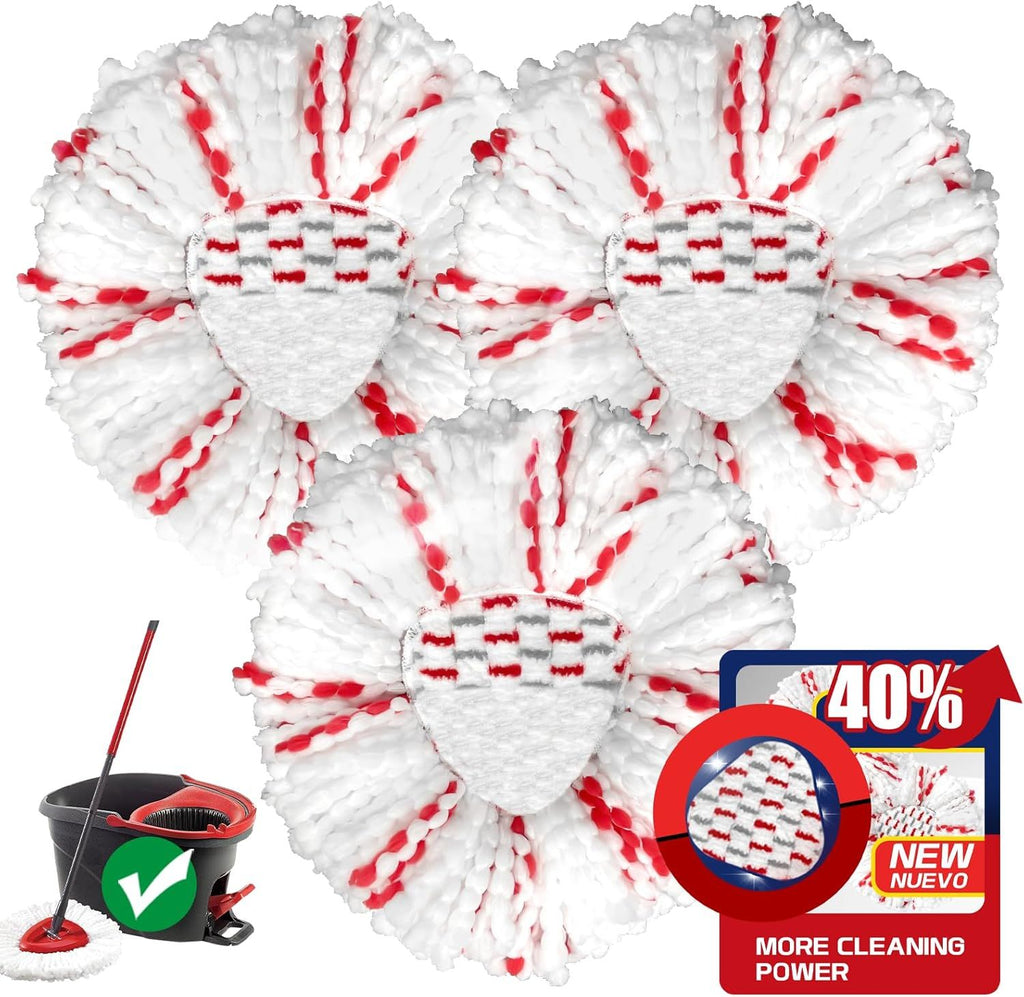 Mop Head Replacement - 40% More Cleaning Power 3 Pack Spin Mop Replacement Head for Easy Wring 1-Tank System, Easy Cleaning, Microfiber and Machine Washable