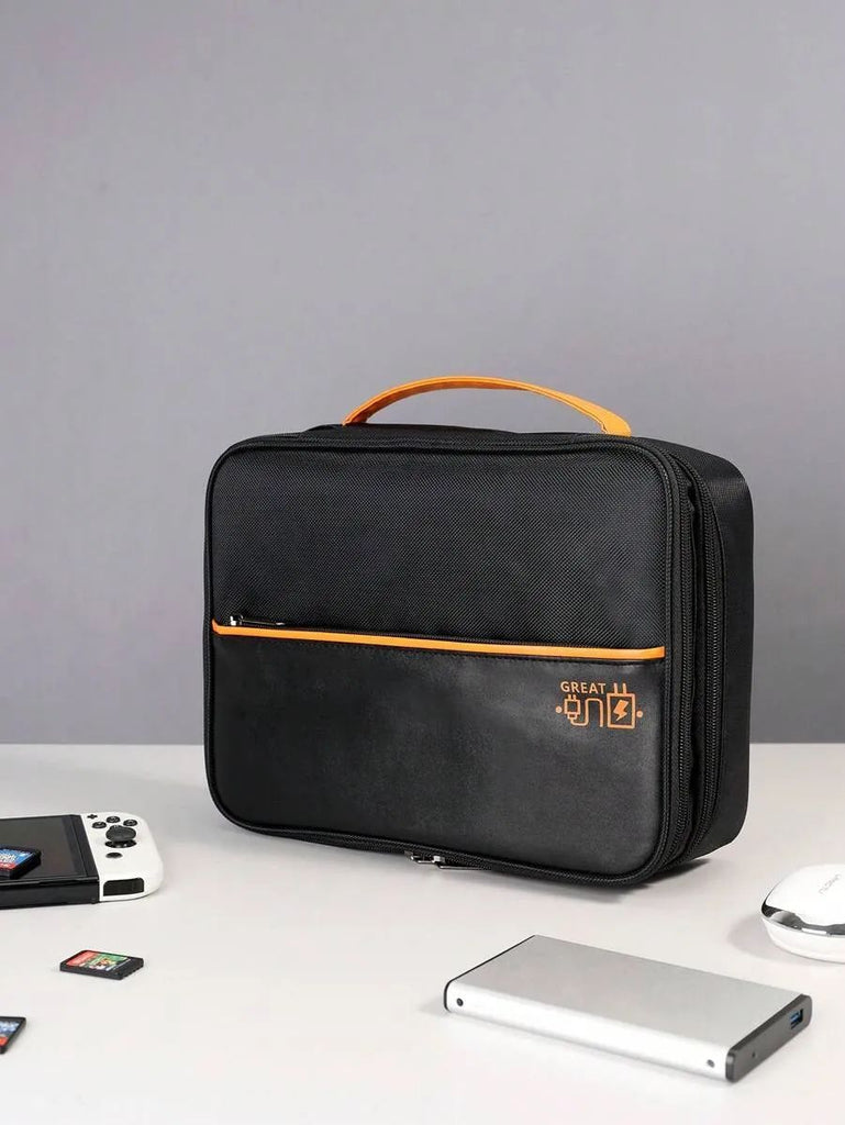 Multi-functional Electronic Accessories Storage Bag with Compartments to Prevent Cable Tangling, Handheld Digital Organizer Pouch